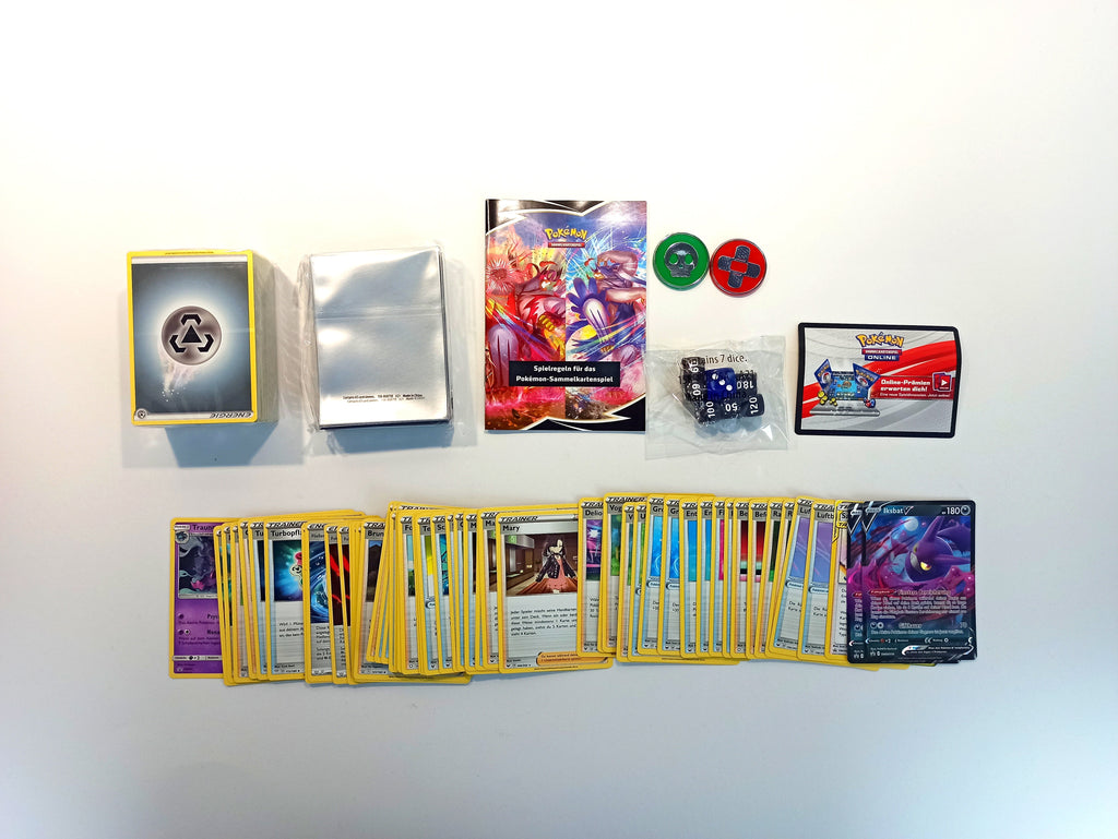 150+ Pokémon-Karten + 65 Sleeves + Spielanleitung Deutsch - Deckbau-Box Sortiment für Anfänger Beginner Starter